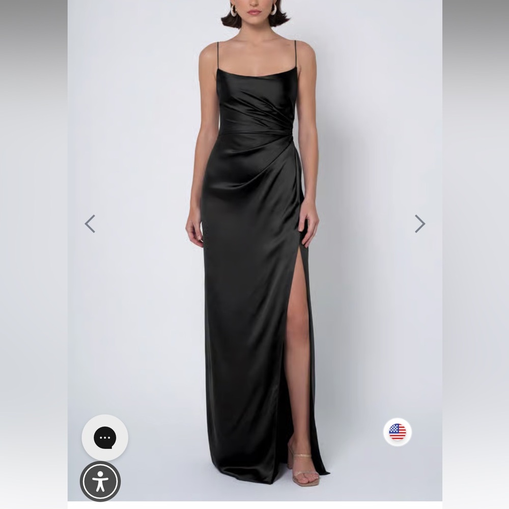 NWT Jenny Yoo Wren Black Satin Dress
